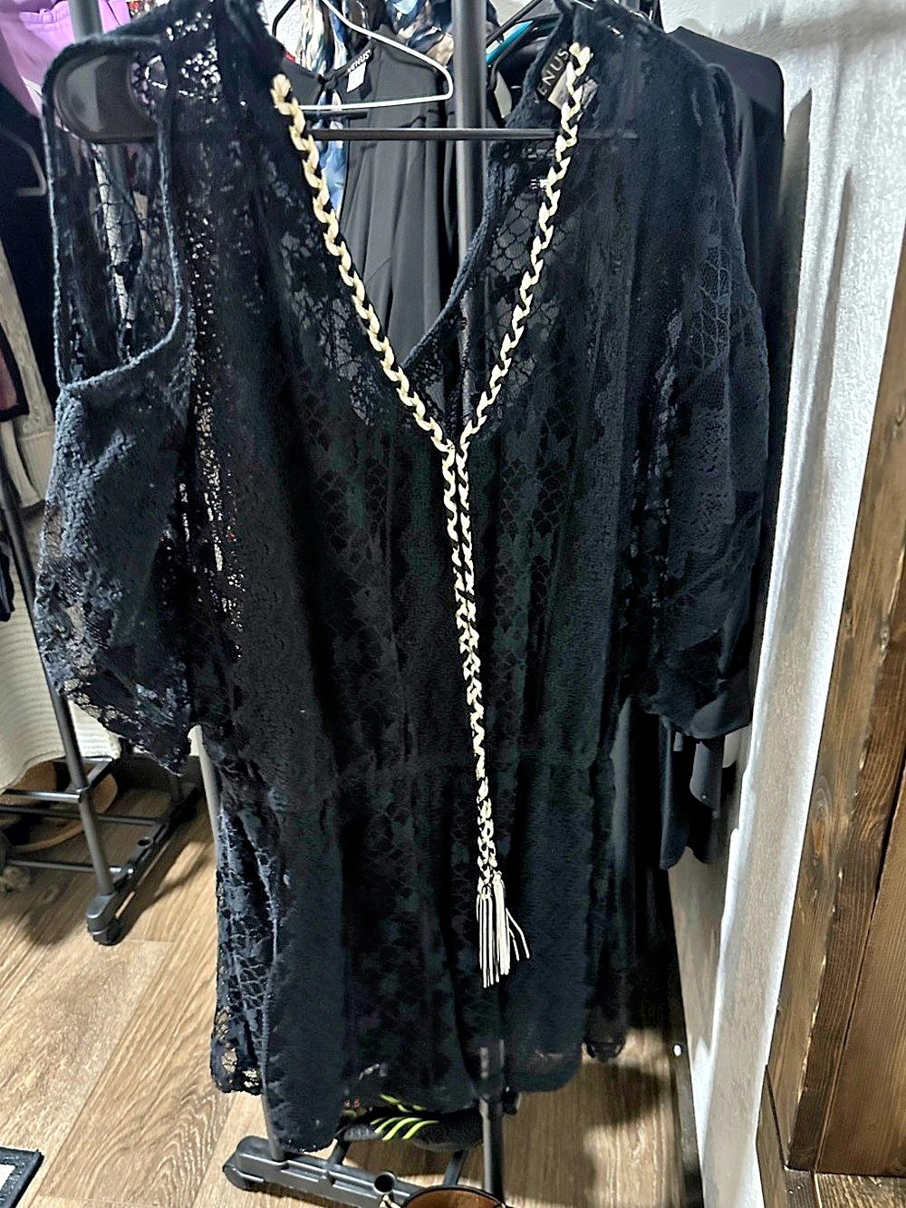 Venus Black Lace-Up Tunic Top